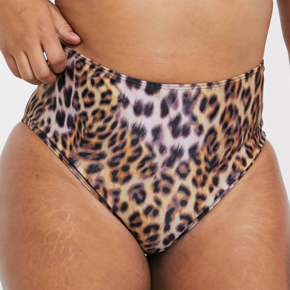 Highwaisted Swim Bottom in Leopard Print
